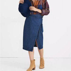 Denim Midi Wrap Skirt in Neville Wash